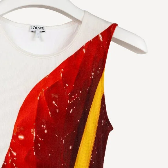 Loewe SS/23 White Anthurium Floral Ribbed-Cotton Maxi Tank Dress - Picture 5 of 10